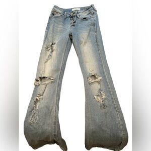 KanCan Light Blue Distressed Flare Jeans